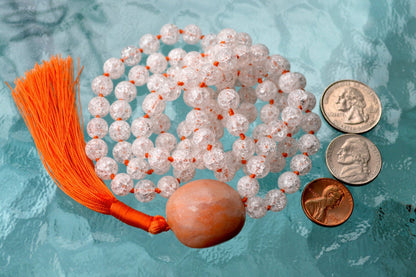 Crackled Quartz & Agate Hand-Knotted Mala Necklace  | PRABHA Collection