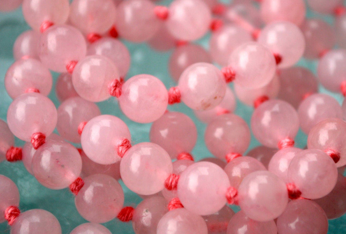 Rose Quartz Mala Necklace | 108 Beads Hand-Knotted | ARUNA Collection