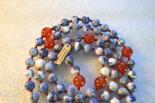 108 Blue Sodalite Mala Beads Necklace, Sodalite Healing Jewelry to Overcome Fears, Helps get rid of Guilty feelings and Irrational Fears