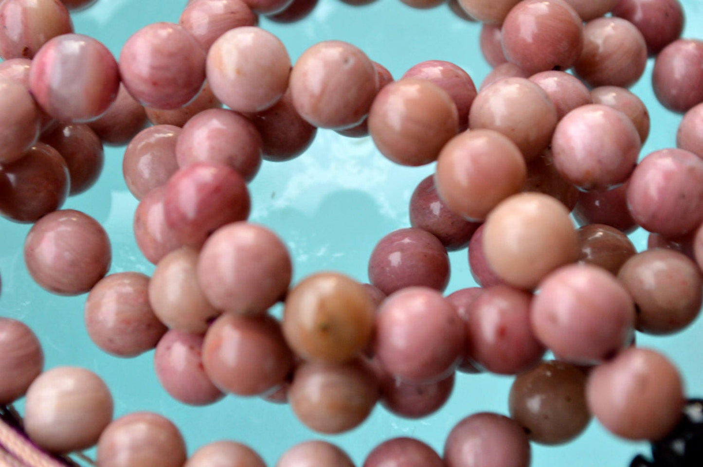 Rhodonite and Black Onyx Mala Necklace