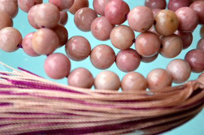 Rhodonite and Black Onyx Mala Necklace