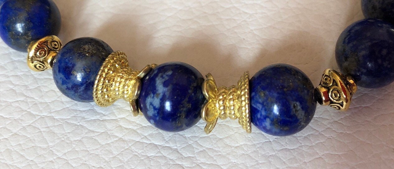 AAA Grade Lapis Lazuli Bracelet Lapis Lazuli Jewelry Blue Lapis Bracelet for men women Blue Lapis Jewelry Blue Gemstone Bracelet Blue Stone