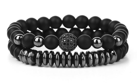 FEROX Abrazine & Hematite Bracelet | Grounding, Clarity & Emotional Strength | Root Chakra Healing | Bold Unisex Crystal Jewelry | Handmade in USA