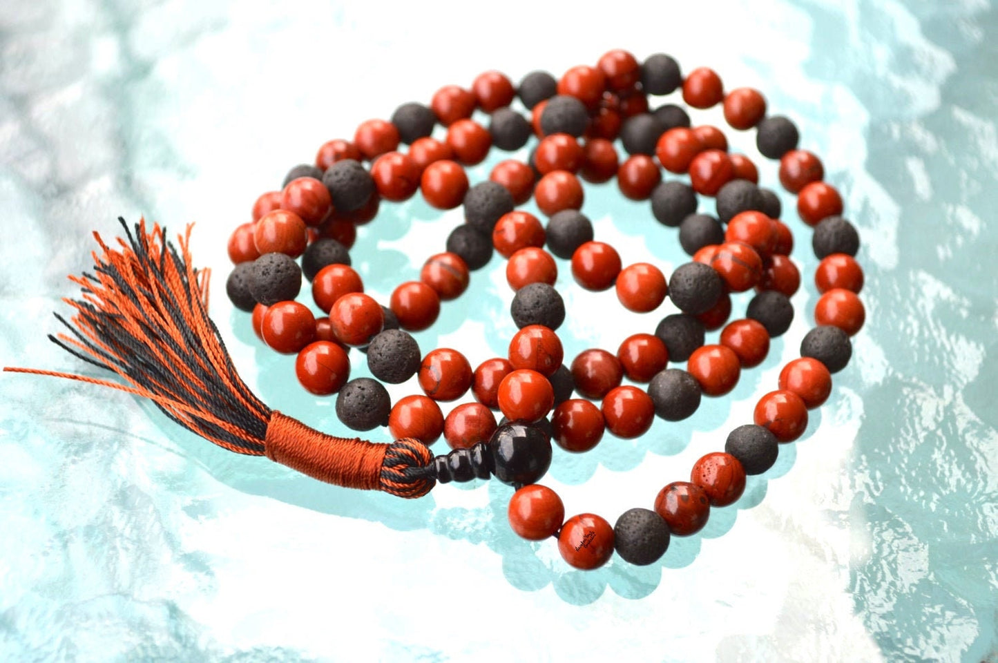 KALI MALA long necklace 108 lava stone mala red jasper necklace lava beads hindu mala 108 bead mala Yoga Necklace Energized & Blessed Mala