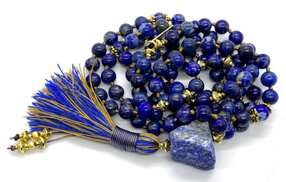 Lapis Lazuli Mala Beads Necklace | 108 Beads | Third Eye Chakra | AJNA Collection