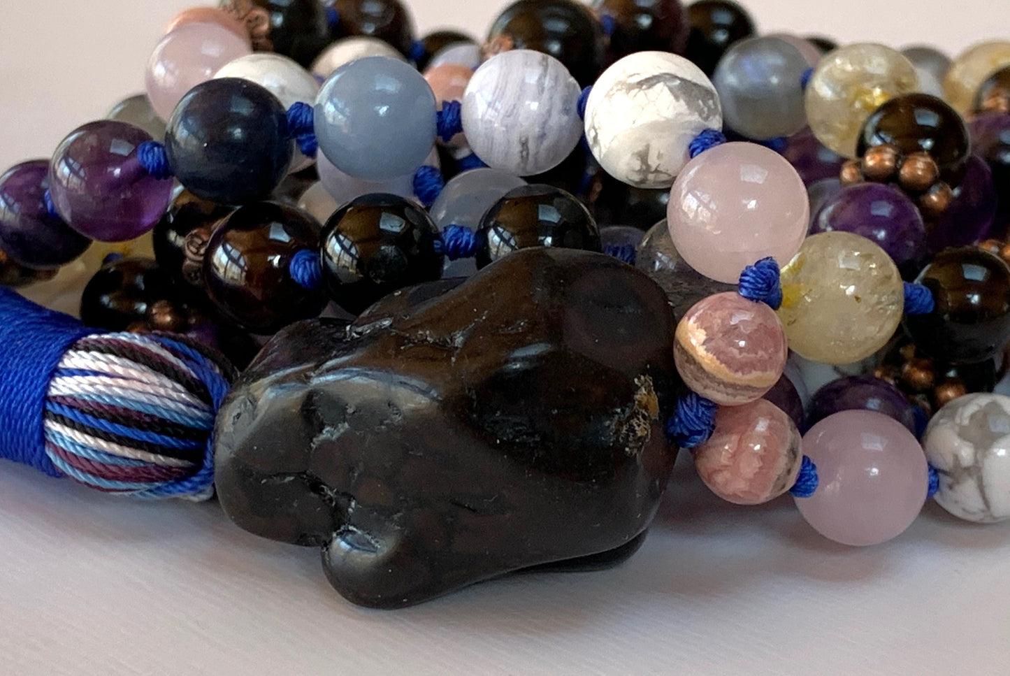 Empath Support & Protection Mala Necklace | Hand-Knotted 108 Beads | VESTA Collection