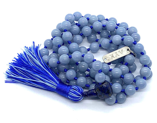 Celestial Anhydrite angelite crystal mala necklace