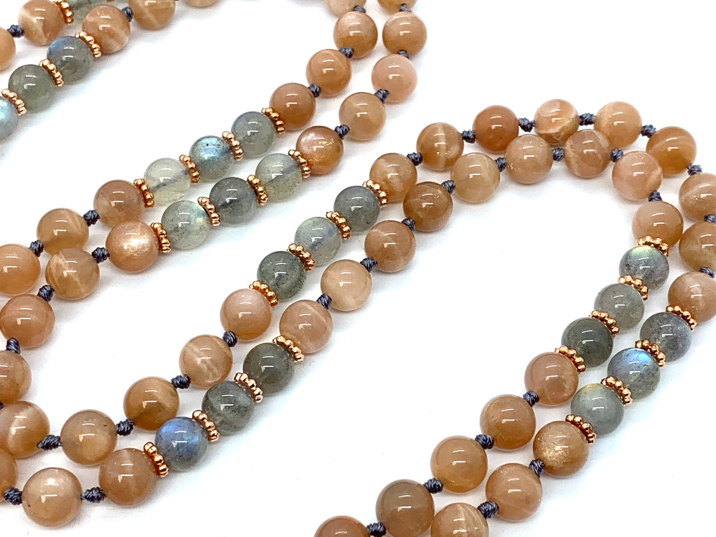 AAA Natural labradorite Sunstone Mala Necklace 108 mala beads necklace, crystal necklace, sunstone gemstone, yoga gift for her, 108 prayer