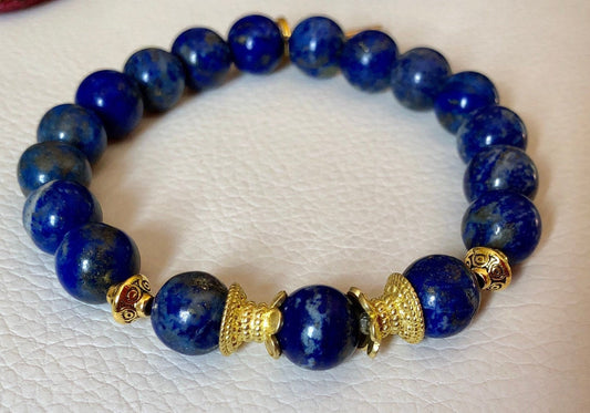 AAA Grade Lapis Lazuli Bracelet Lapis Lazuli Jewelry Blue Lapis Bracelet for men women Blue Lapis Jewelry Blue Gemstone Bracelet Blue Stone