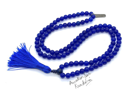 108 blue jade mala bead necklace long crystal Hand Knotted necklace Jade gemstone necklace meditation Buddha charmChristmas