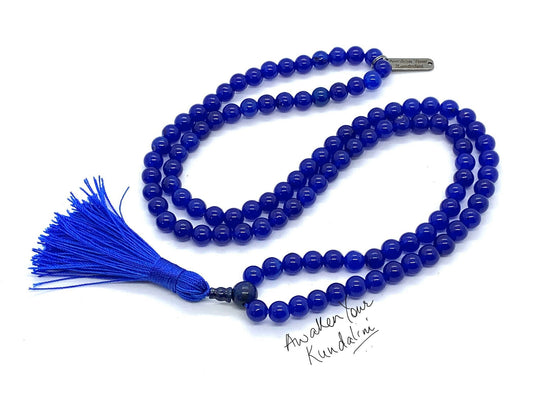 108 blue jade mala bead necklace long crystal Hand Knotted necklace Jade gemstone necklace meditation Buddha charmChristmas