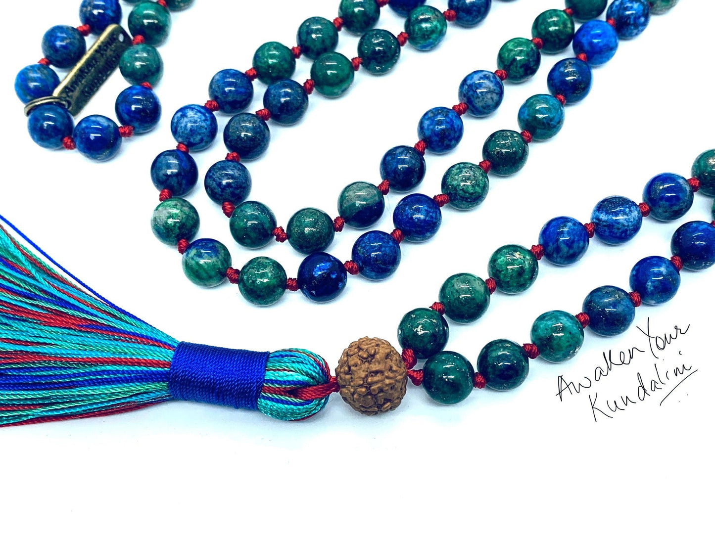 Azurite Shattuckite Mala Necklace | Hand-Knotted 108 Beads | AJNA & CELESTA