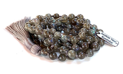 Labradorite Mala Necklace | 108 Beads | VAAK & ALOKA Collections