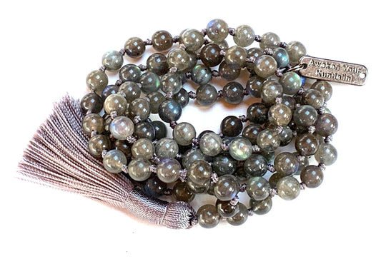Labradorite Mala Necklace | 108 Beads | VAAK & ALOKA Collections