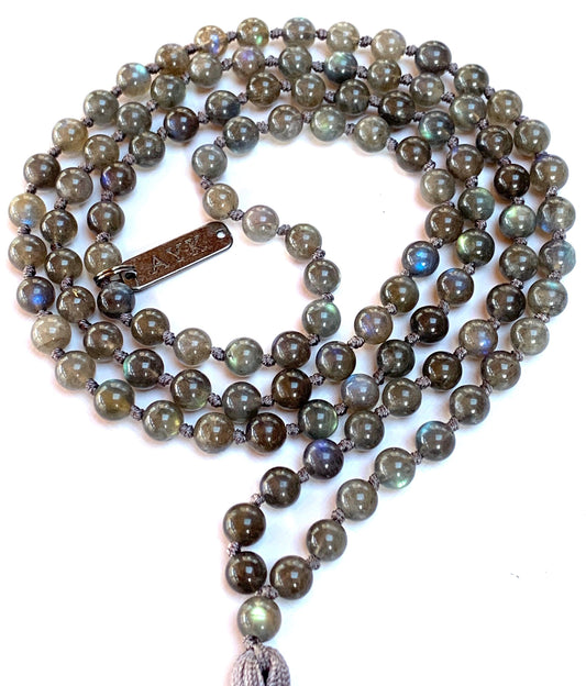 Labradorite Mala Necklace | 108 Beads | VAAK & ALOKA Collections