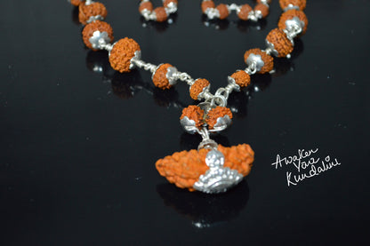 Certified 1 to 14 Mukhi Sidha Rudraksh mala Beads necklace - Sterling Silver - Genuine natural Rudraksha Hand knotted mala