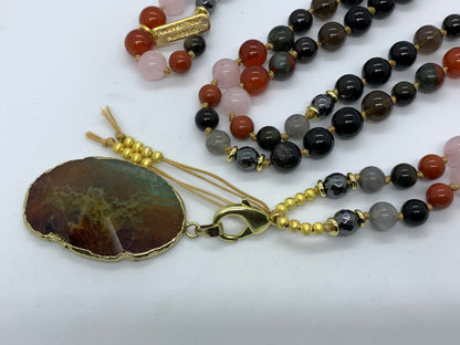 Root & Sacral Chakra Mala Necklace | 108 Beads Hand-Knotted | Grounding & Vitality