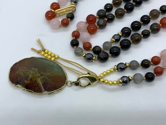 Root & Sacral Chakra Mala Necklace | 108 Beads Hand-Knotted | Grounding & Vitality