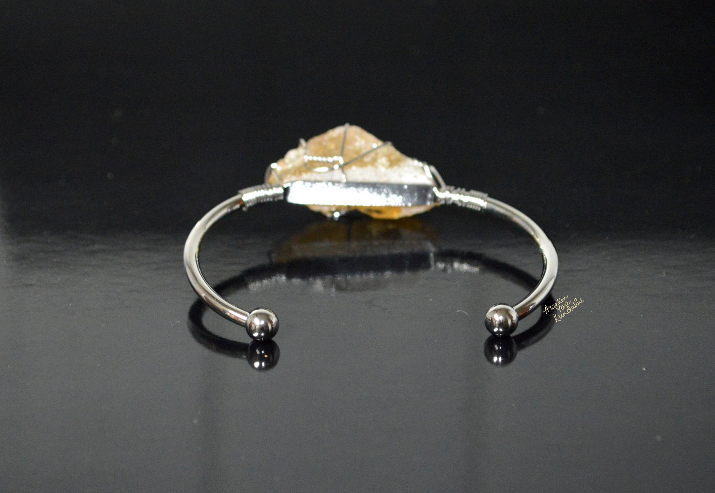 Citrine Cuff Bangle | Raw Gemstone 18K Gold Polished | SOLIS & LUMA Collections