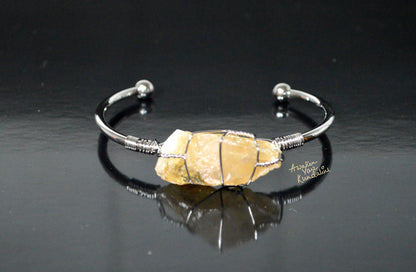 Citrine Cuff Bangle | Raw Gemstone 18K Gold Polished | SOLIS & LUMA Collections