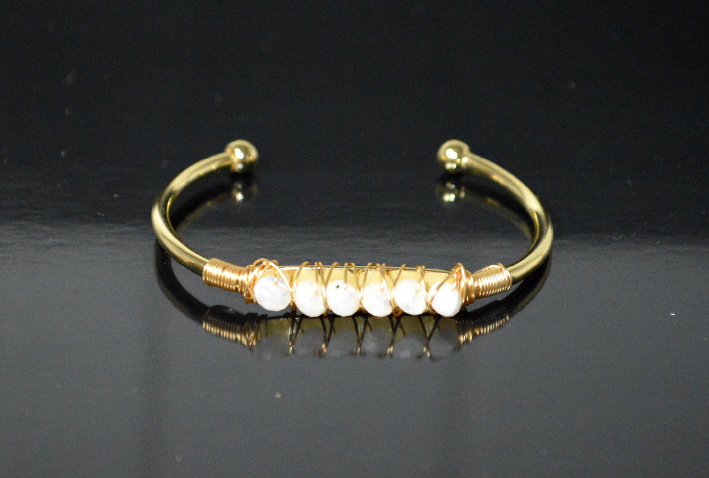 MOONSTONE Bangle Bracelet * Gold Plated 18k or Silver Plated * Gemstone * Gypsy * Hippie * Adjustable * Statement * Stacking *Christmas