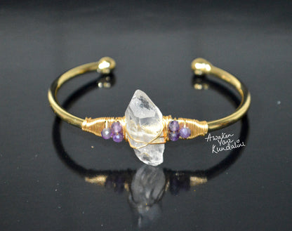 Nirvana Quartz Cuff Bangle | Raw Crystal Adjustable Bracelet | SPHATIKA & LUMA Collection