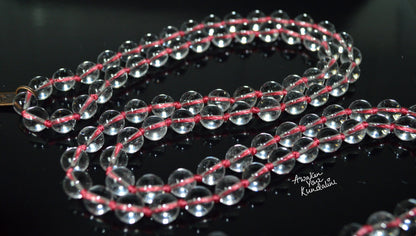 Energized Blessed AAA Grade 6mm, 8 mm, Brilliant Clear Quartz Energized Natural Nirvana Crystal Quartz 108 Saphtik Mala Beads Necklace