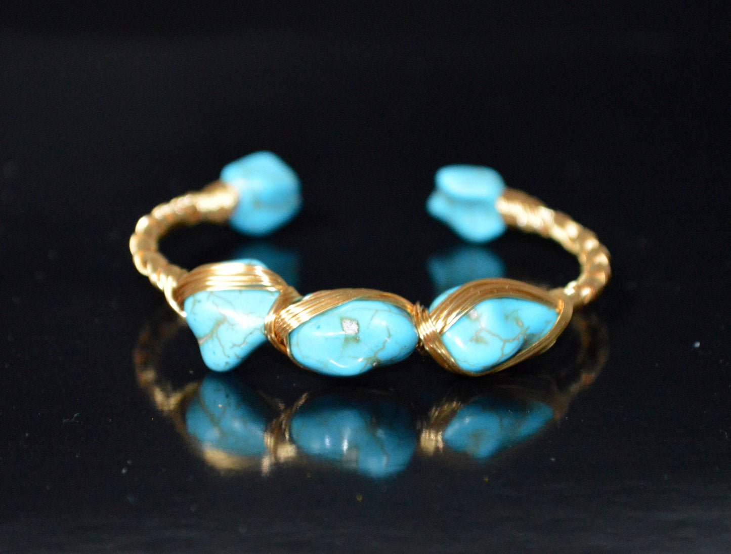 Gold Bangle Raw Turquoise Bracelet Cuff Turquoise Bracelet Adjustable Boho Raw Stone Cuff Raw Brass Mojave Turquoise Cuff Jewelry Gift Idea