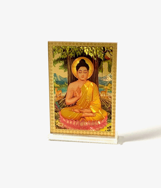 Gold Buddha Framed Religious Spiritual Gift, Diwali Gift, Minimal, Gold Flower Disc, Yoga Lover, Symbolic, Buddhist Gift, Gold Om Charm,