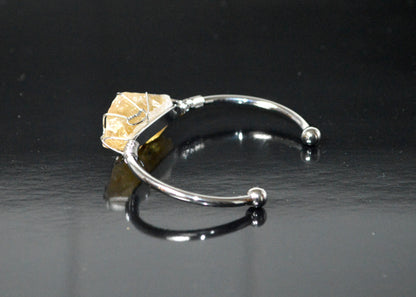 Citrine Cuff Bangle | Raw Gemstone 18K Gold Polished | SOLIS & LUMA Collections