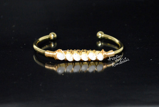 MOONSTONE Bangle Bracelet * Gold Plated 18k or Silver Plated * Gemstone * Gypsy * Hippie * Adjustable * Statement * Stacking *Christmas