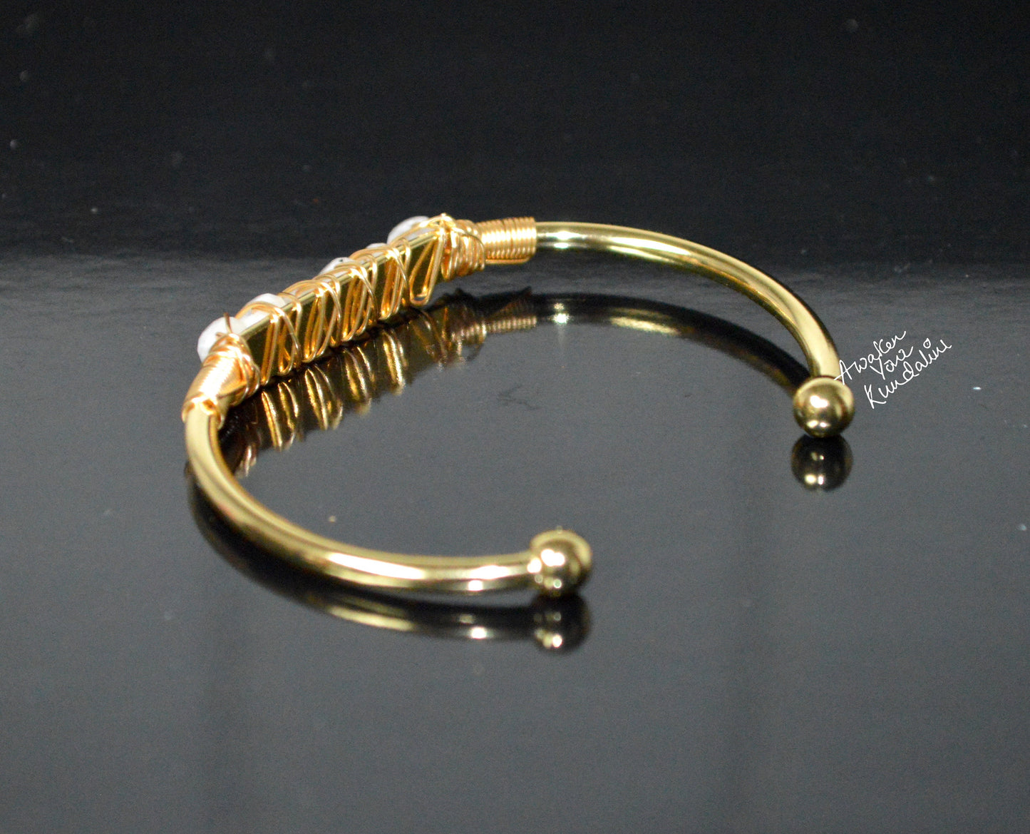 Raw Moonstone Cuff Bracelet | Adjustable Gold Plated Bangle | LUMA Collection