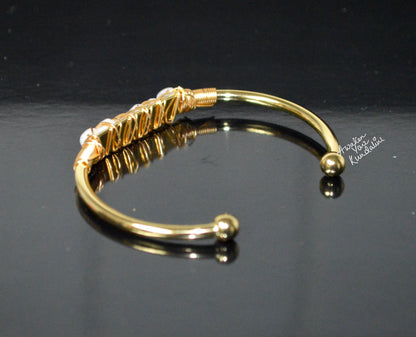 Raw Moonstone Cuff Bracelet | Adjustable Gold Plated Bangle | LUMA Collection