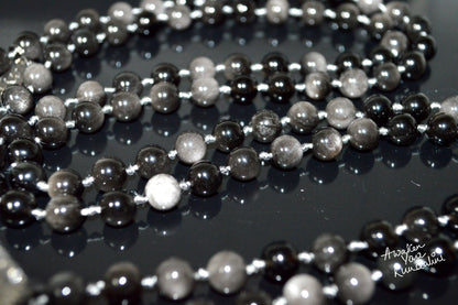 Protection Gray Hawks Eye Mala Necklace Protection Jewelry