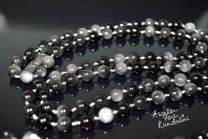Protection Gray Hawks Eye Mala Necklace Protection Jewelry