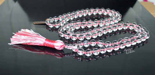 Energized Blessed AAA Grade 6mm, 8 mm, Brilliant Clear Quartz Energized Natural Nirvana Crystal Quartz 108 Saphtik Mala Beads Necklace