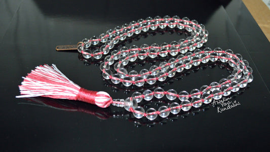 Energized Blessed AAA Grade 6mm, 8 mm, Brilliant Clear Quartz Energized Natural Nirvana Crystal Quartz 108 Saphtik Mala Beads Necklace