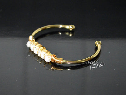 MOONSTONE Bangle Bracelet * Gold Plated 18k or Silver Plated * Gemstone * Gypsy * Hippie * Adjustable * Statement * Stacking *Christmas