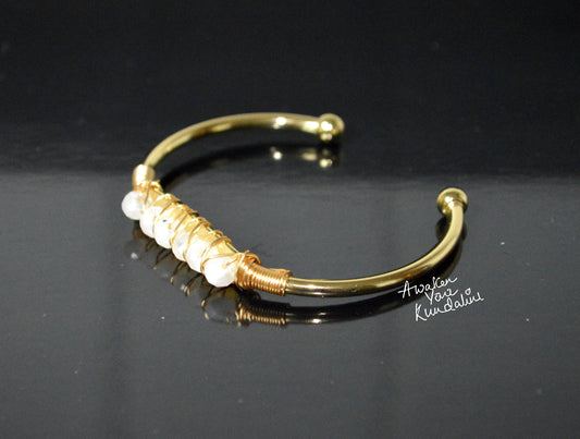 MOONSTONE Bangle Bracelet * Gold Plated 18k or Silver Plated * Gemstone * Gypsy * Hippie * Adjustable * Statement * Stacking *Christmas