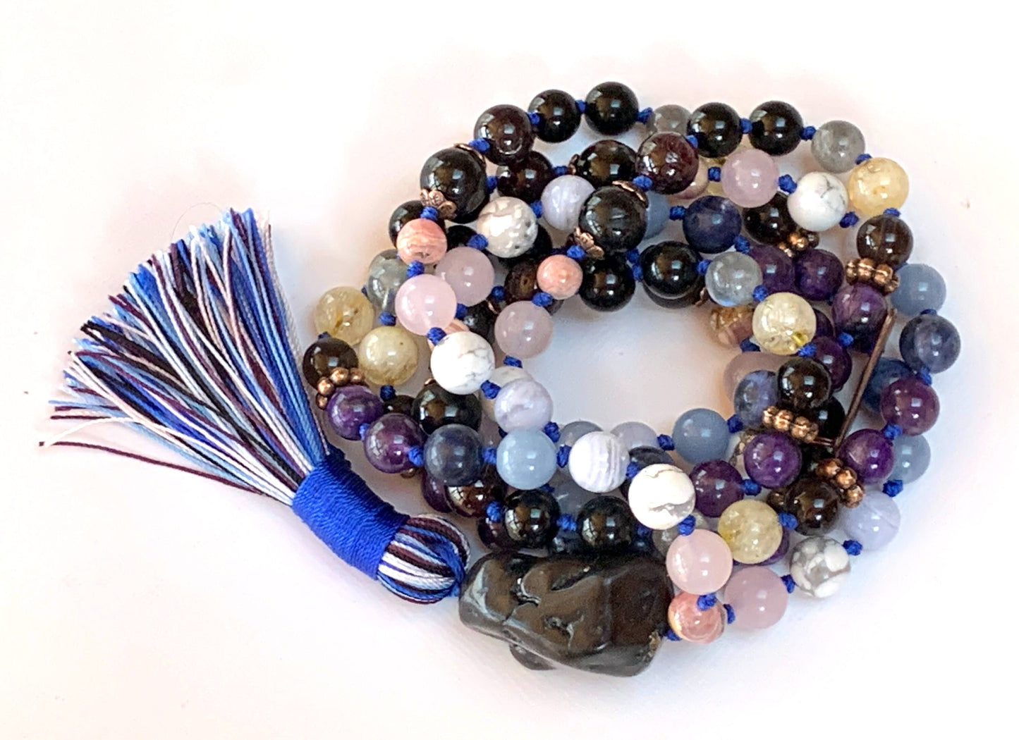 Empath Support & Protection Mala Necklace | Hand-Knotted 108 Beads | VESTA Collection