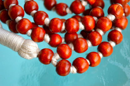108 Wooden Dyed Hand Knotted Mala Beads Necklace - Blessed, Karma, Nirvana, Meditation, 8 mm, Prayer Beads For Awakening Chakra Kundalini