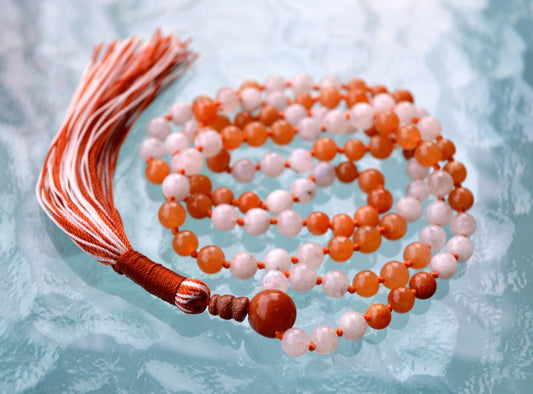 Sunstone & Moonstone Hand-Knotted Mala Necklace | ADITYA & LUMA Collections