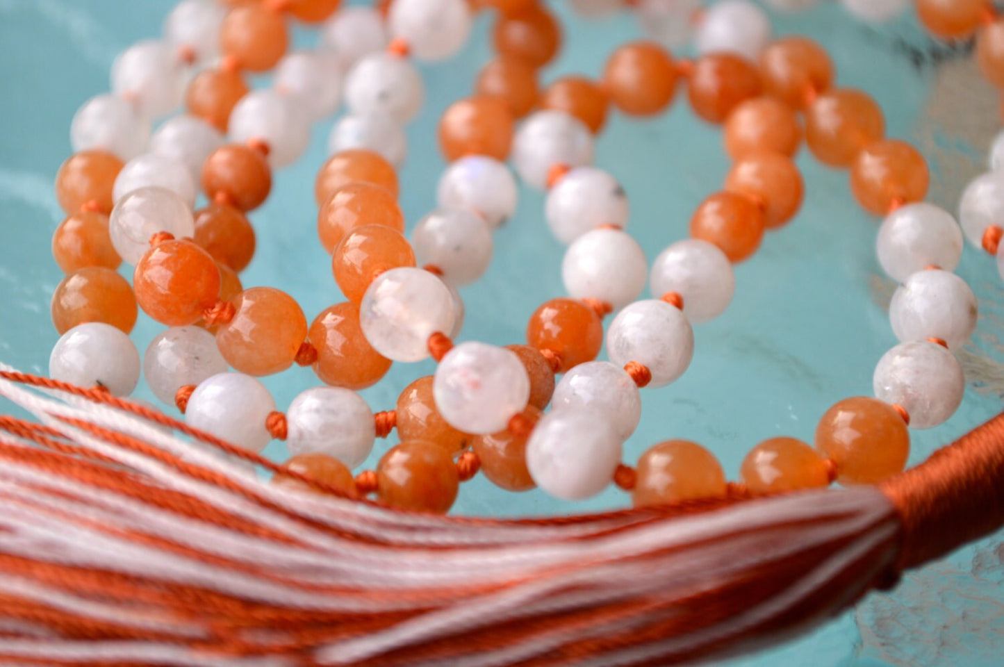Sunstone & Moonstone Hand-Knotted Mala Necklace | ADITYA & LUMA Collections