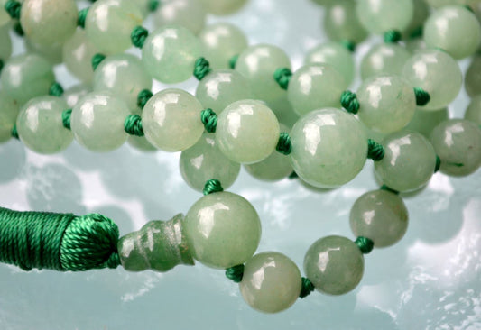 Green Aventurine Mala Necklace | 108 Beads Hand-Knotted | VITA Collection