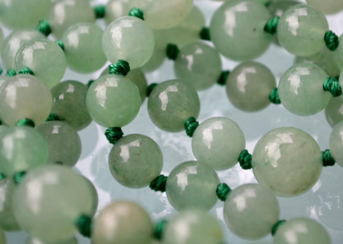 Green Aventurine Mala Necklace | 108 Beads Hand-Knotted | VITA Collection