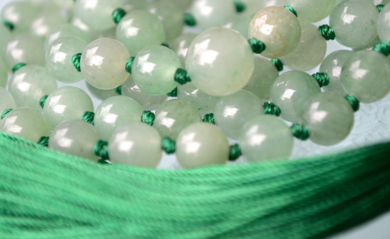 Green Aventurine Mala Necklace | 108 Beads Hand-Knotted | VITA Collection
