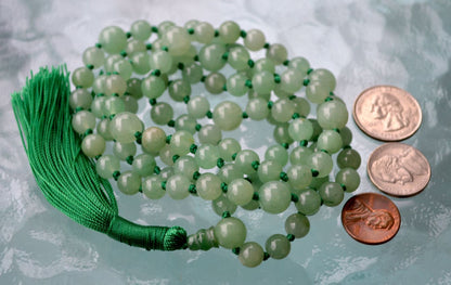 Green Aventurine Mala Necklace | 108 Beads Hand-Knotted | VITA Collection