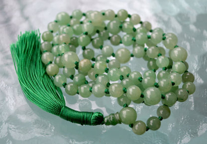 Green Aventurine Mala Necklace | 108 Beads Hand-Knotted | VITA Collection