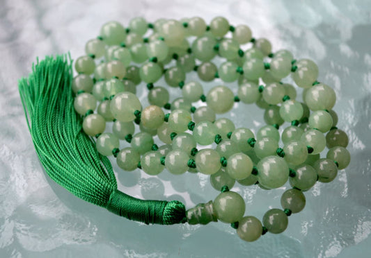 Green Aventurine Mala Necklace | 108 Beads Hand-Knotted | VITA Collection