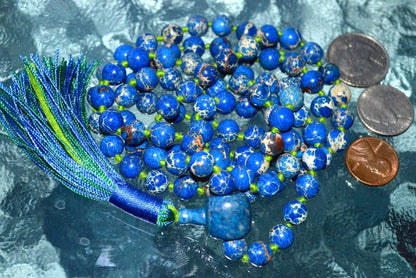 108 Beads Blue Imperial Jasper Mala Beads Necklace